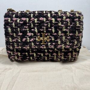 Tory Burch Kira Tweed Small Convertible Shoulder Bag Black/Pink